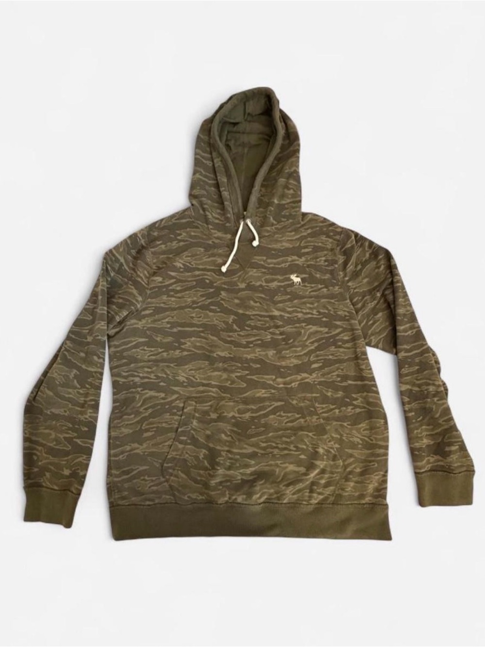 Men's Olive Green Camo Hoodie Sweatshirt - Abercrombie and Fitch